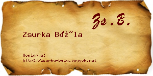 Zsurka Béla névjegykártya